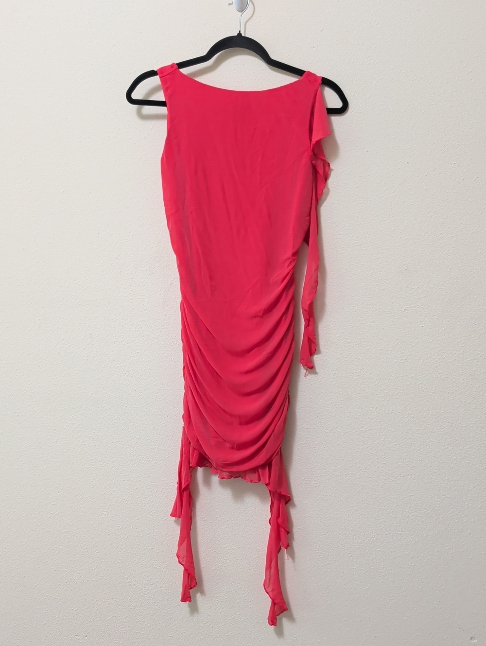 Asymmetrical One-Shoulder Dress in Bright Pink